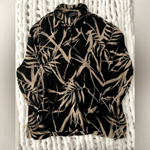 Louben Size L Sheer Button Up Blouse